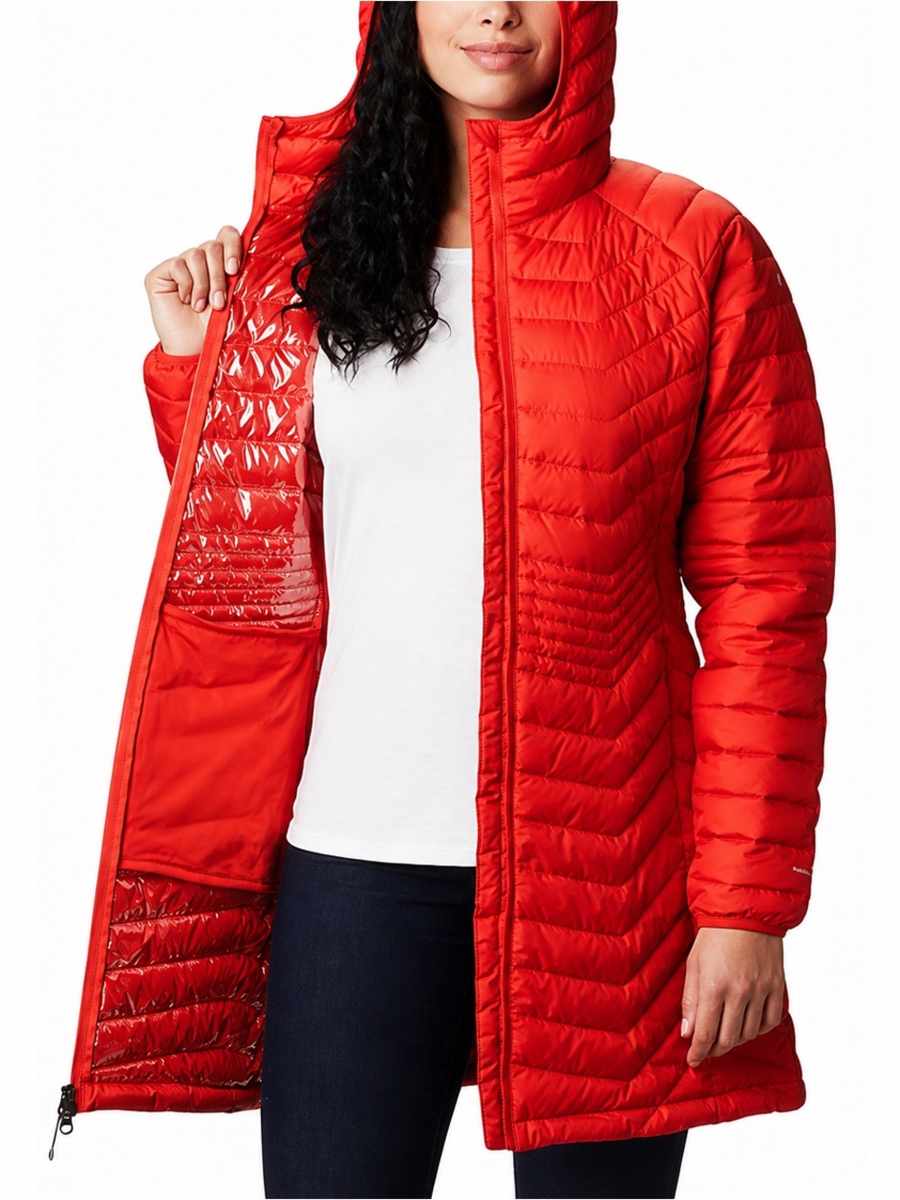 Columbia Women's Long Hooded Puffer Coat - Red